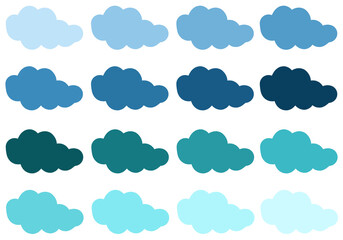 set of clouds vector blue