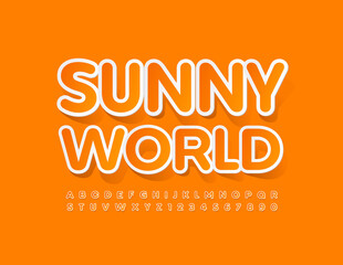 Fototapeta na wymiar Vector creative Sign Sunny World. Modern Stylish Font. Artistic Alphabet Letters and Numbers