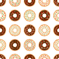 Obraz premium Pattern with Christmas donuts. Vector illustration.