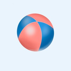 Red-blue rubber ball on white background.