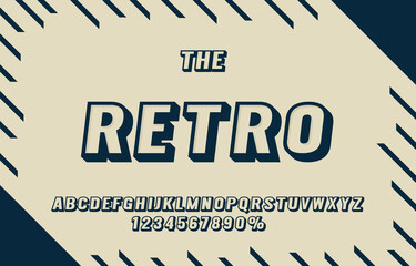 Retro font set collection, letters and numbers symbol. Vector