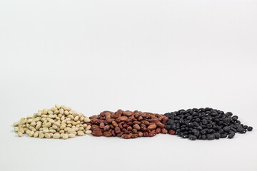 color beans macro photography on a white background copy space 