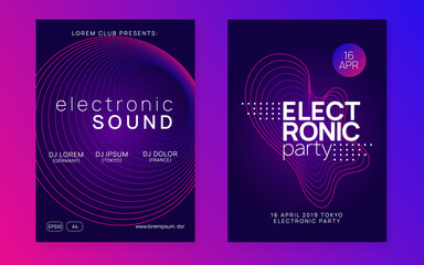 Fototapeta premium Neon club flyer. Electro dance music. Trance party dj. Electronic sound fest. Techno event poster.