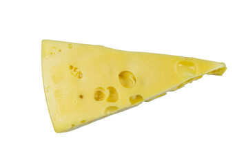 Piece of swiss cheese isolated on a white background
