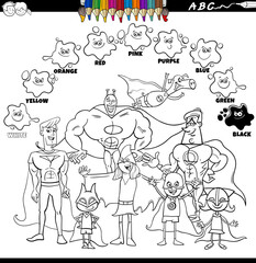 basic colors color book with superheroes group