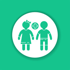 Girl and boy color glyph icon. Childcare concept.
