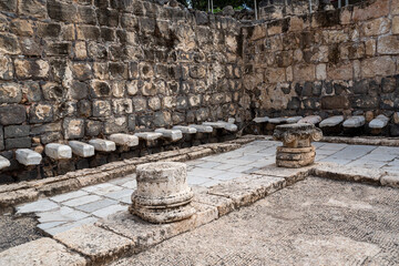 A public latrine, Remains of an Ancient City of Beit She'an. Beit She'an National Park in Israel