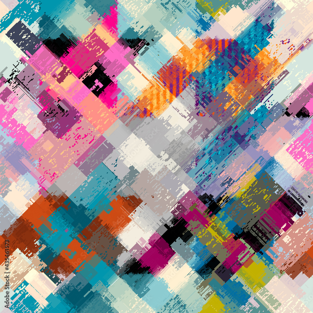 Poster Vector image with imitation of grunge datamoshing texture.