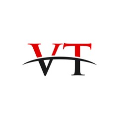VT initial swoosh horizon, letter logo designs vector