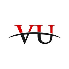VU initial swoosh horizon, letter logo designs vector