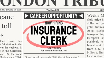 Fototapeta premium Insurance clerk job opportunity