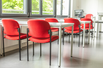 An empty classroom in a school