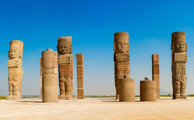 Atlantean figure at the archeological sight in Tula. Mexico