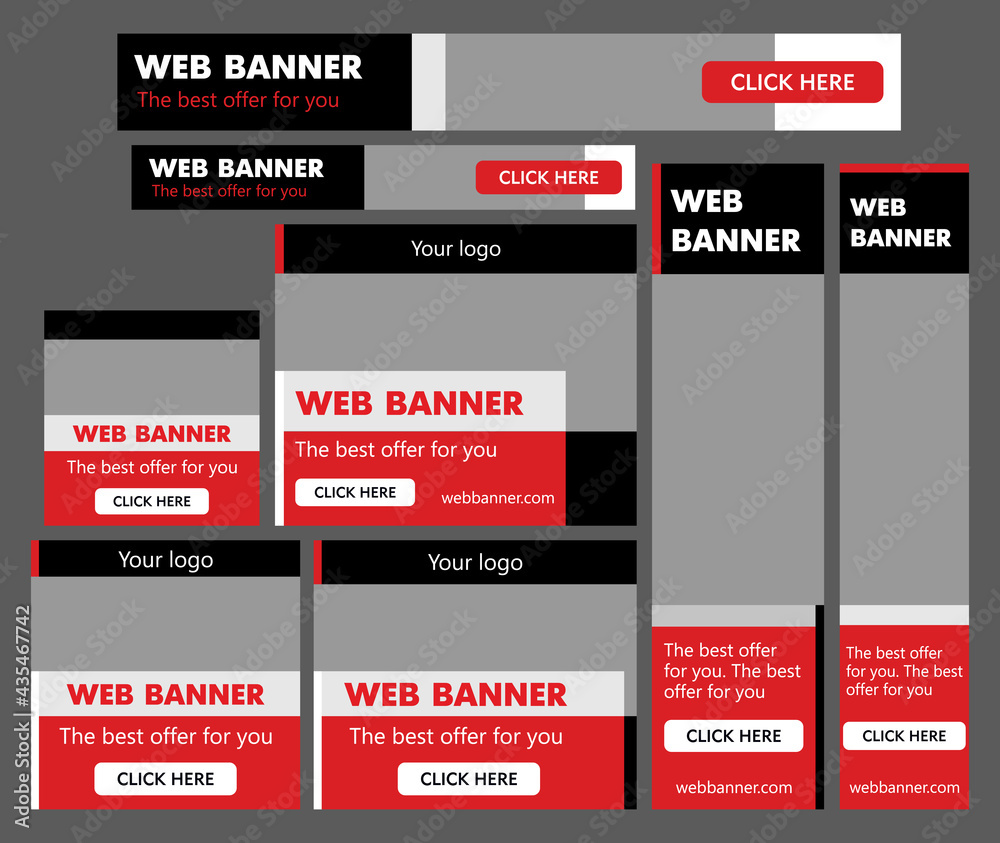 Fototapete set of web banners with geometric elements. vector illustration. horizontal web banner. vertical web