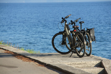 Two bike near the sea