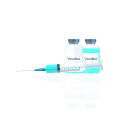 Vaccine bottle and syringe in white background