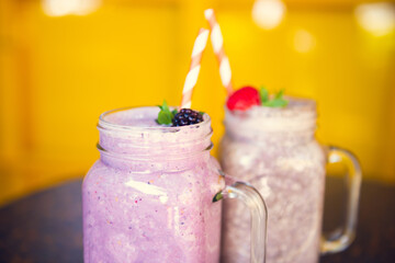 Smoothie with superfood. Detox vegan diet, healthy lifestyle and healthy eating concept. Concept of healthy food.