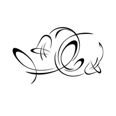 ornament 1779. decorative element with bells and curls in black lines on a white background