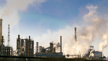Obraz na płótnie Canvas Industrial plant with smog emissions. Ecological concept. 