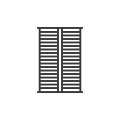 Air filter icon. A simple linear image of a filter for cleaning the air in a car. Division into two sections. Isolated vector on pure white background.