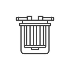 Gasoline filter icon. A simple linear image of a fuel filter. Isolated vector on pure white background.