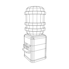 Water cooler with full bottle. Refreshment office concept. Wireframe low poly mesh vector illustration