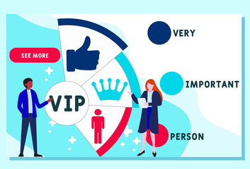 Vector website design template . VIP - Very Important Person acronym. business concept. illustration for website banner, marketing materials, business presentation, online advertising.