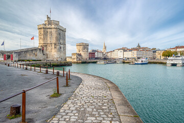 Medieval harbour of La Rochelle, Charente-Maritime on west Atlantic coast France  - obrazy, fototapety, plakaty