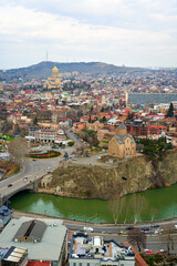 Fototapeta na wymiar Panoramic view of Tbilisi, the capital of Georgia with old town and modern architecture