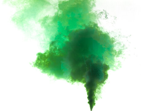 green smoke bomb isolated on white background