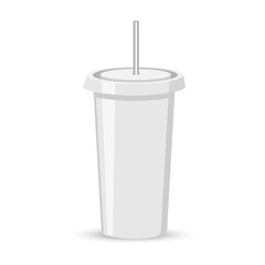 Grey paper cup flat icon.Vector illustration isolated on white background.