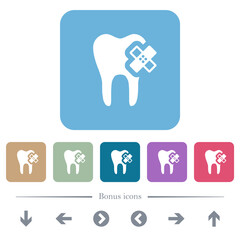 Dental care flat icons on color rounded square backgrounds