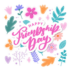 Happy Friendship Day greeting card. For poster, flyer, banner for website template, cards, posters, logo. Vector illustration.