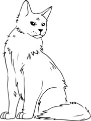 Obraz premium Cute cats. Vector illustration in black and white, portrait of a cat, cat head vector sketch illustration 