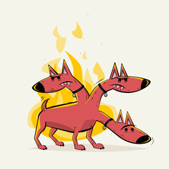 cerberus the hellhound cartoon illustration