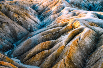 Badlands view from Zabriskie Point in Death Valley National Park at Sunset, California