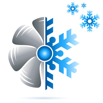 Klimaanlage, Kältetechnik - Ventilator und Schneeflocke - Logodesign / Icon