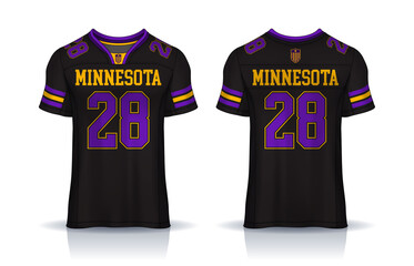 American Football jersey,t-shirt sport design template.uniform front and back view.