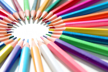 color pencils on white background