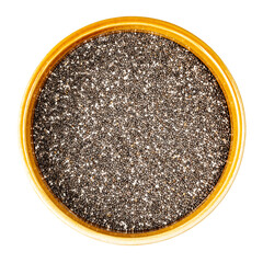 top view of Chia seeds in round bowl cutout