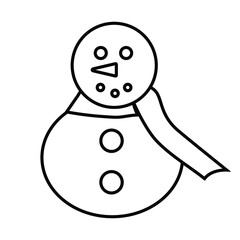 Thin line cute snowman vector icon on a white background. Fully editable and royalty-free.
