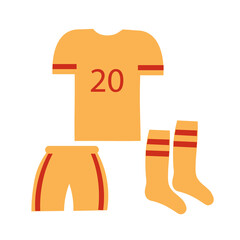Football player clothing. T-shirt, balls and knee-highs are attributes of the clothes of the game of football. Design element.