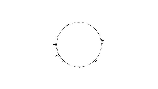 Circular sound wave circle. Rhythmic black audio frequency sound on a white background.