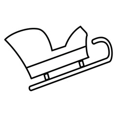 Thin line flying Santa sleigh vector icon on a white background. Fully editable and royalty-free.