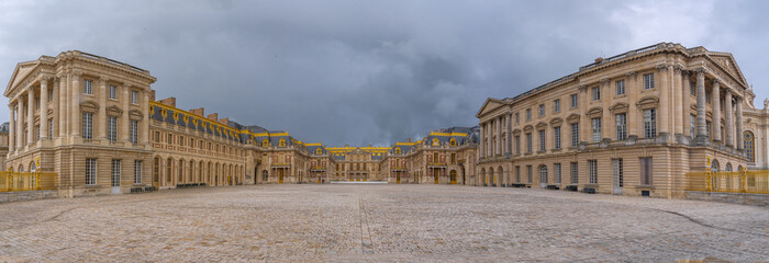 Versailles, France - 19 05 2021: Castle of Versailles. View of the facade of the Castle of...