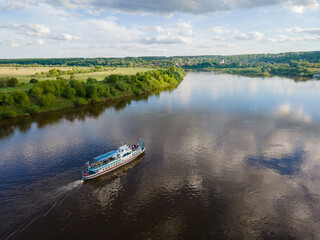 Fototapeta premium Tarusa, Russia, Oka river. Таруса, река ока панорама.