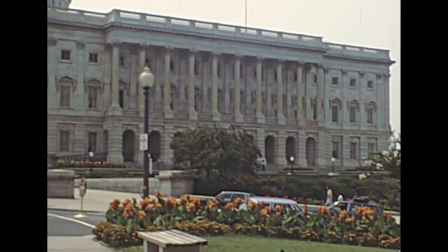 1980s United States Capitol building garden on Capitol Hill in Washington DC. Home of United States Congress, legislative branch of the USA federal government. Historical United States in 1981.
