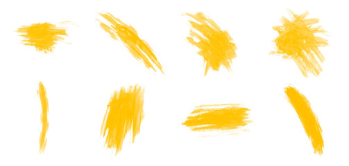 Yellow smear and stroke brushes for painting