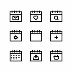 date icons set time and date sign symbols and event reminder line style
