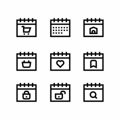 schedule icons set time and date sign symbols and event reminder line style